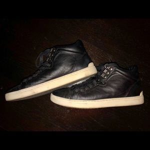 Rag & bone high top black leather sneakers.